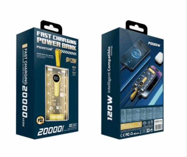 PIN DỰ PHÒNG PHANTOM P22 TRONG SUỐT 20.000MAH 22.5W QC 3.0