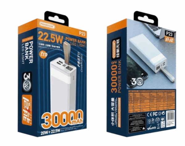 PIN DỰ PHÒNG PHANTOM P23 30.0000MAH QC 3.0 22.5W