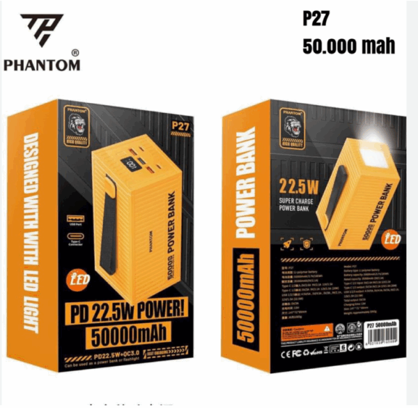 PIN DỰ PHÒNG PHANTOM 50.000MAH P27 QC3.0 22.5W