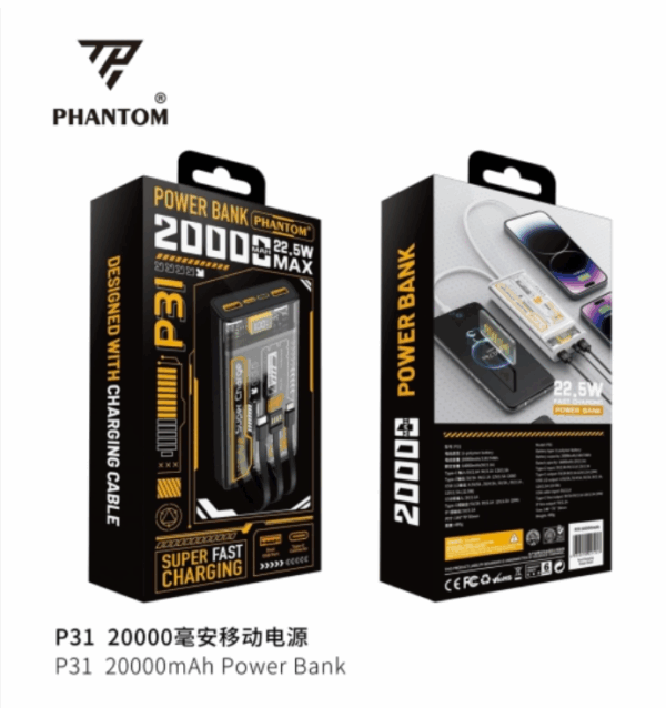PIN DỰ PHÒNG PHANTOM 20.000MAH P31 QC3.0 22.5W