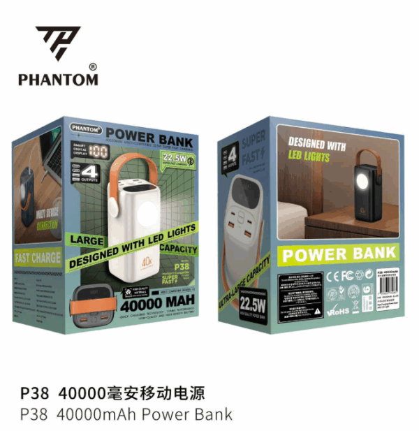 PIN PHANTOM P38 - 40.000MAH QC3.0 22.5W/PD20W