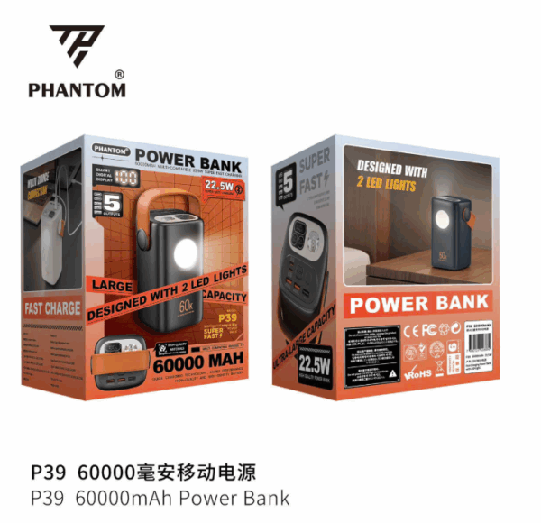 PIN PHANTOM P39 - 60.000MAH QC3.0 22.5W/PD20W