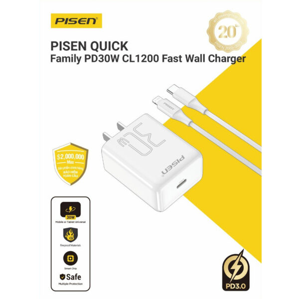 Bộ sạc PISEN QUICK Family PD30W CL1200. Model: TS-C172(Lightning)