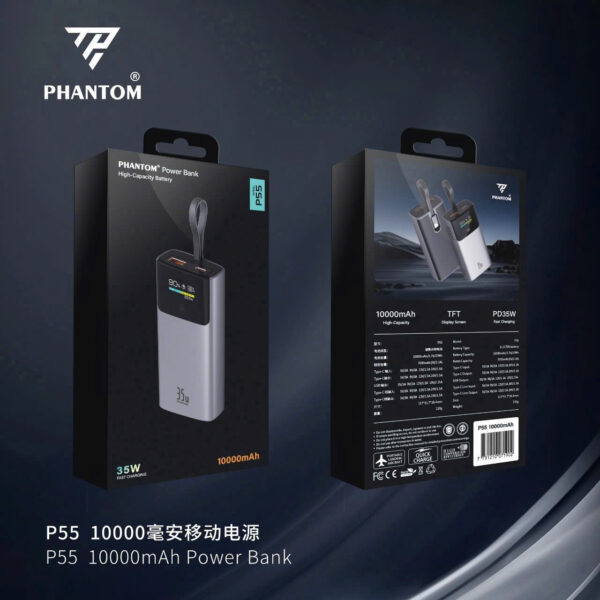 PIN DỰ PHÒNG PHANTOM P55 10,000MAH ĐA NĂNG sạc macbook cell 21700
