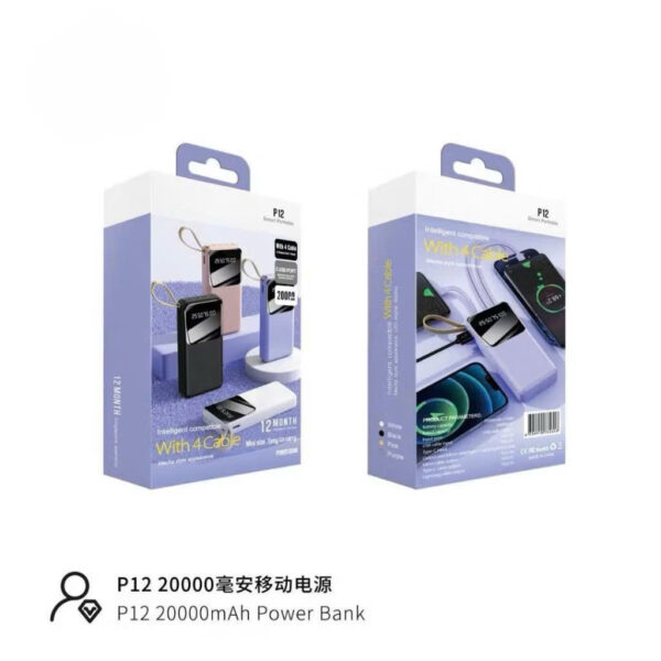 PIN DP PHANTOM P12 20,000MAH Qc 3.0 22.5w kèm 4 dây + led % pin + đèn LED