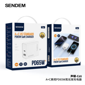 CỦ SẠC SENDEM C65 2 CỔNG USB + C PD65W